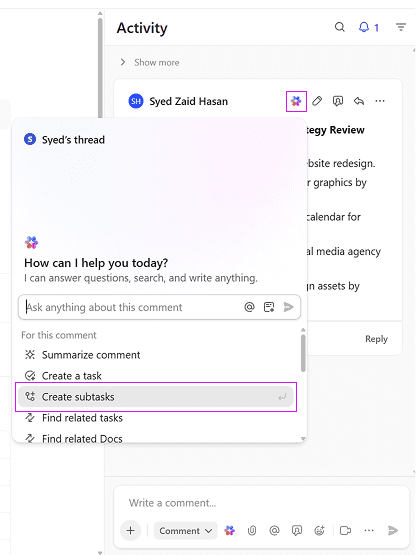 Create Subtasks