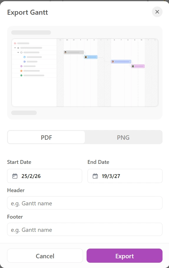 ClickUp custom header to label